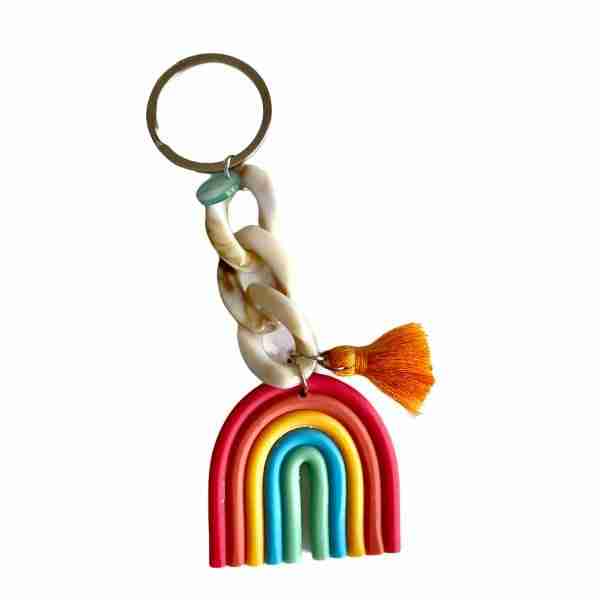 Llavero Arco Iris Beige
